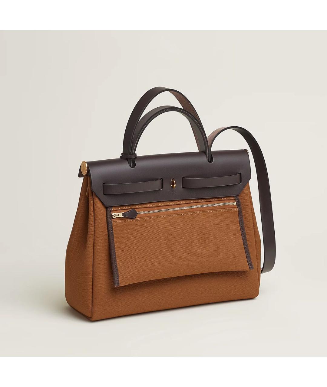 HERMES Коричневая тканевая сумка через плечо, фото 4
