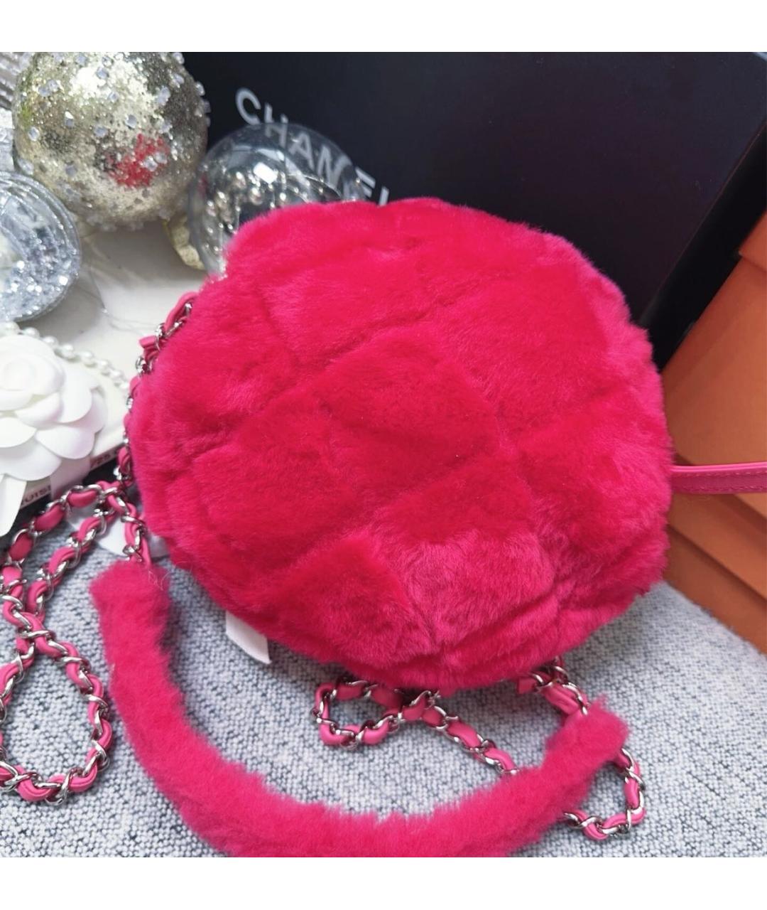 CHANEL Фуксия меховая сумка через плечо, фото 4