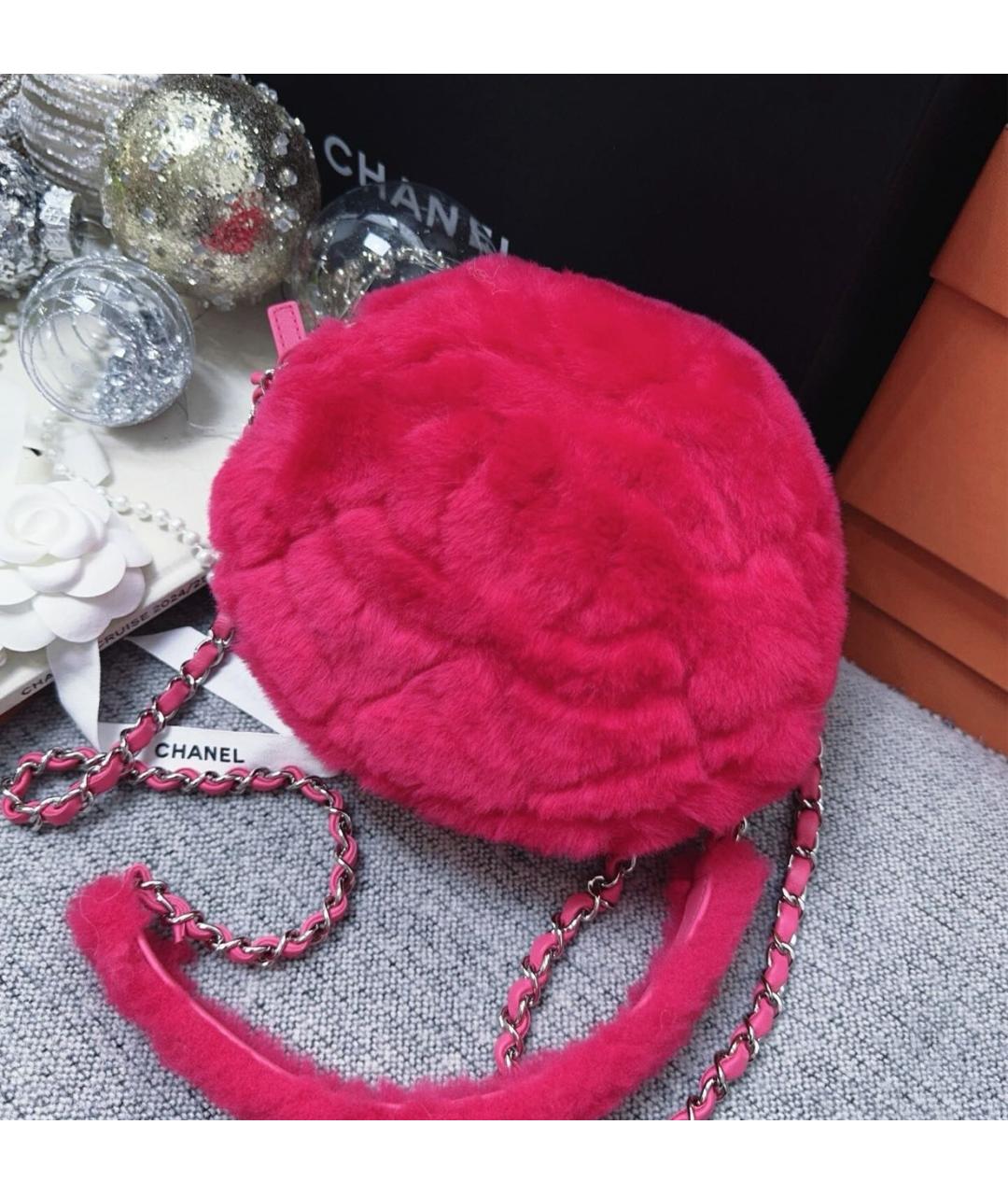CHANEL Фуксия меховая сумка через плечо, фото 2