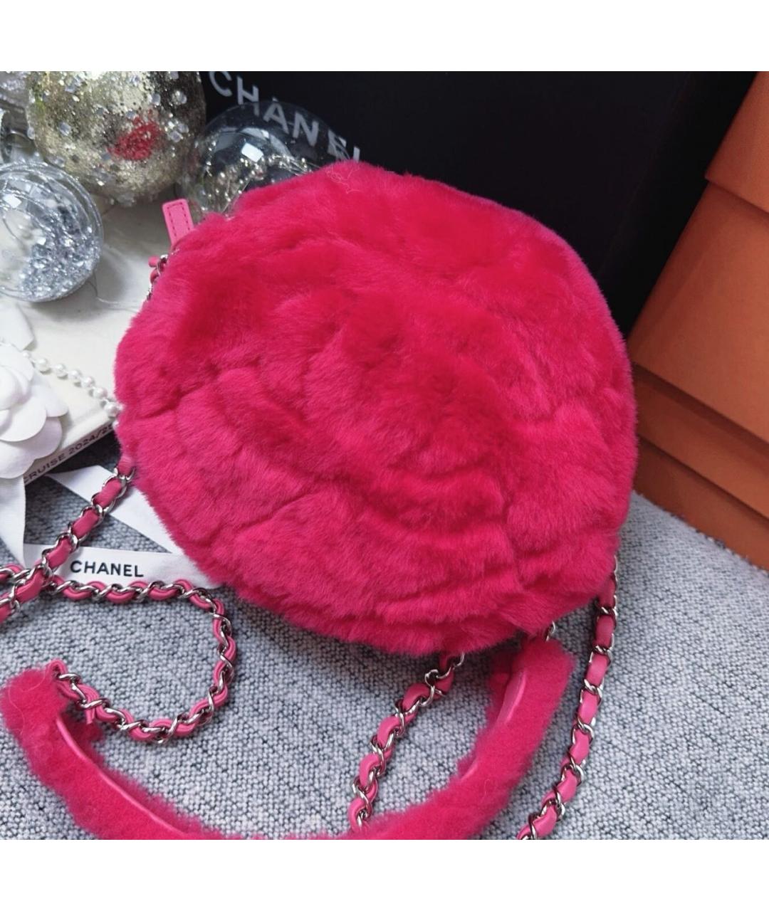 CHANEL Фуксия меховая сумка через плечо, фото 3