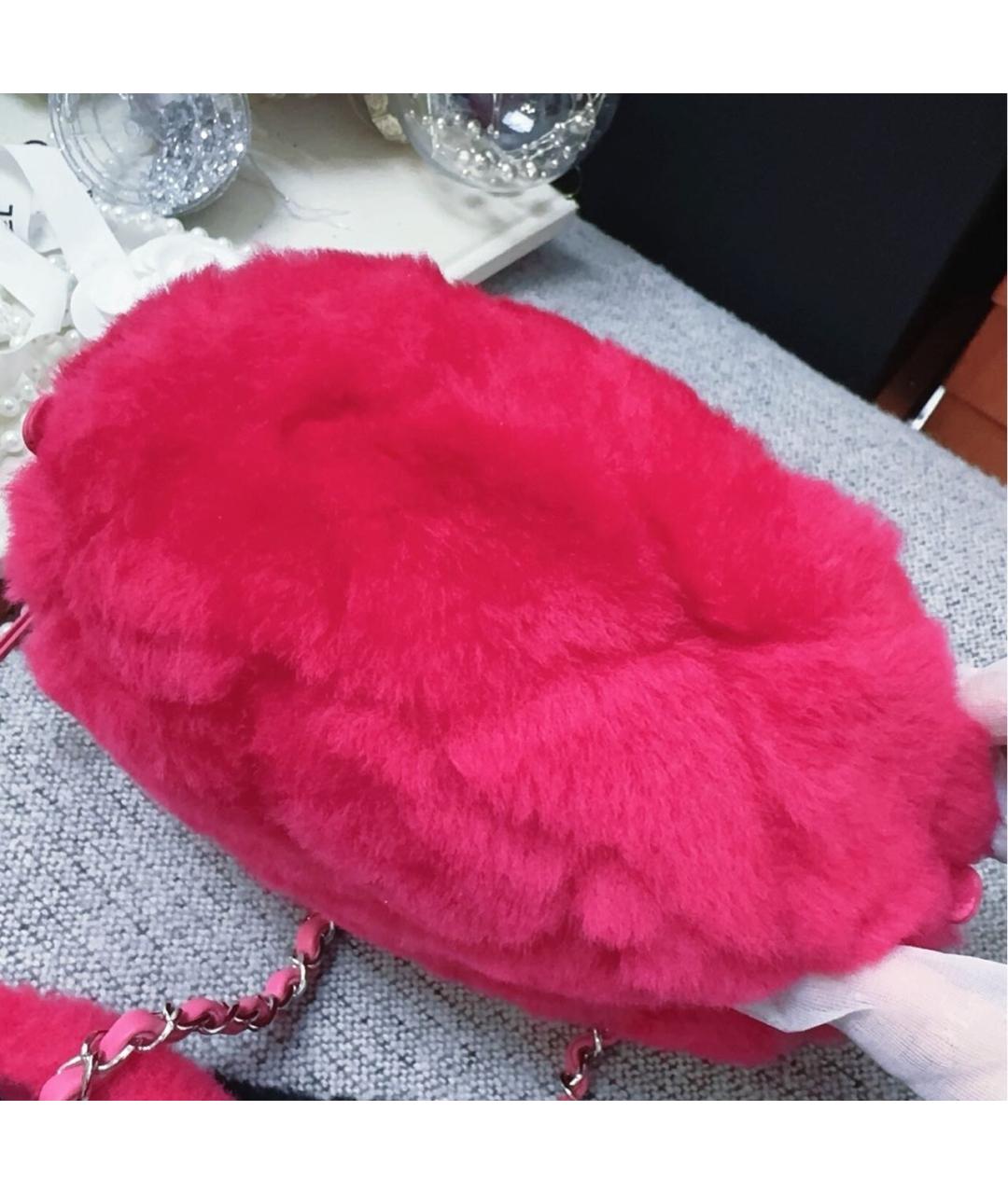 CHANEL Фуксия меховая сумка через плечо, фото 6