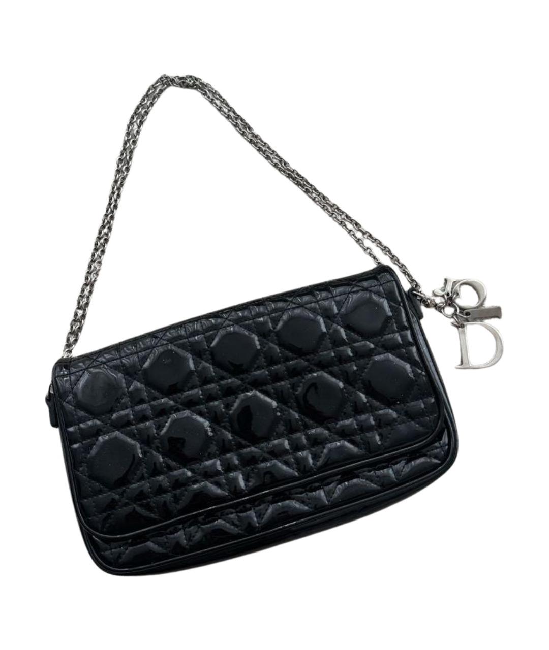 CHRISTIAN DIOR Черная сумка через плечо из лакированной кожи, фото 1