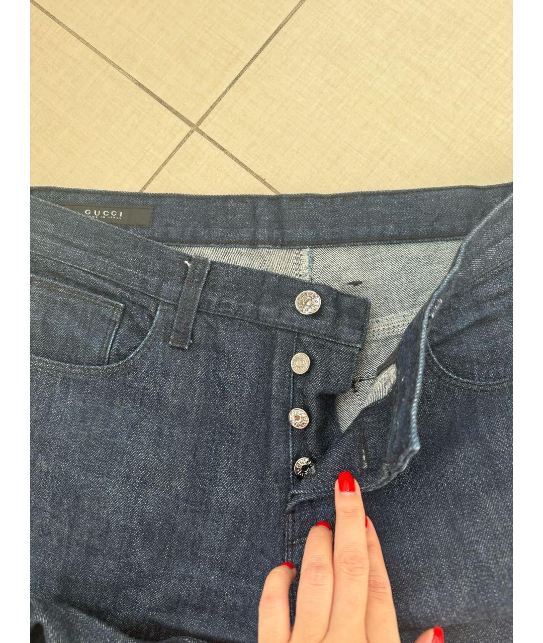 GUCCI Синие хлопковые прямые джинсы, фото 3