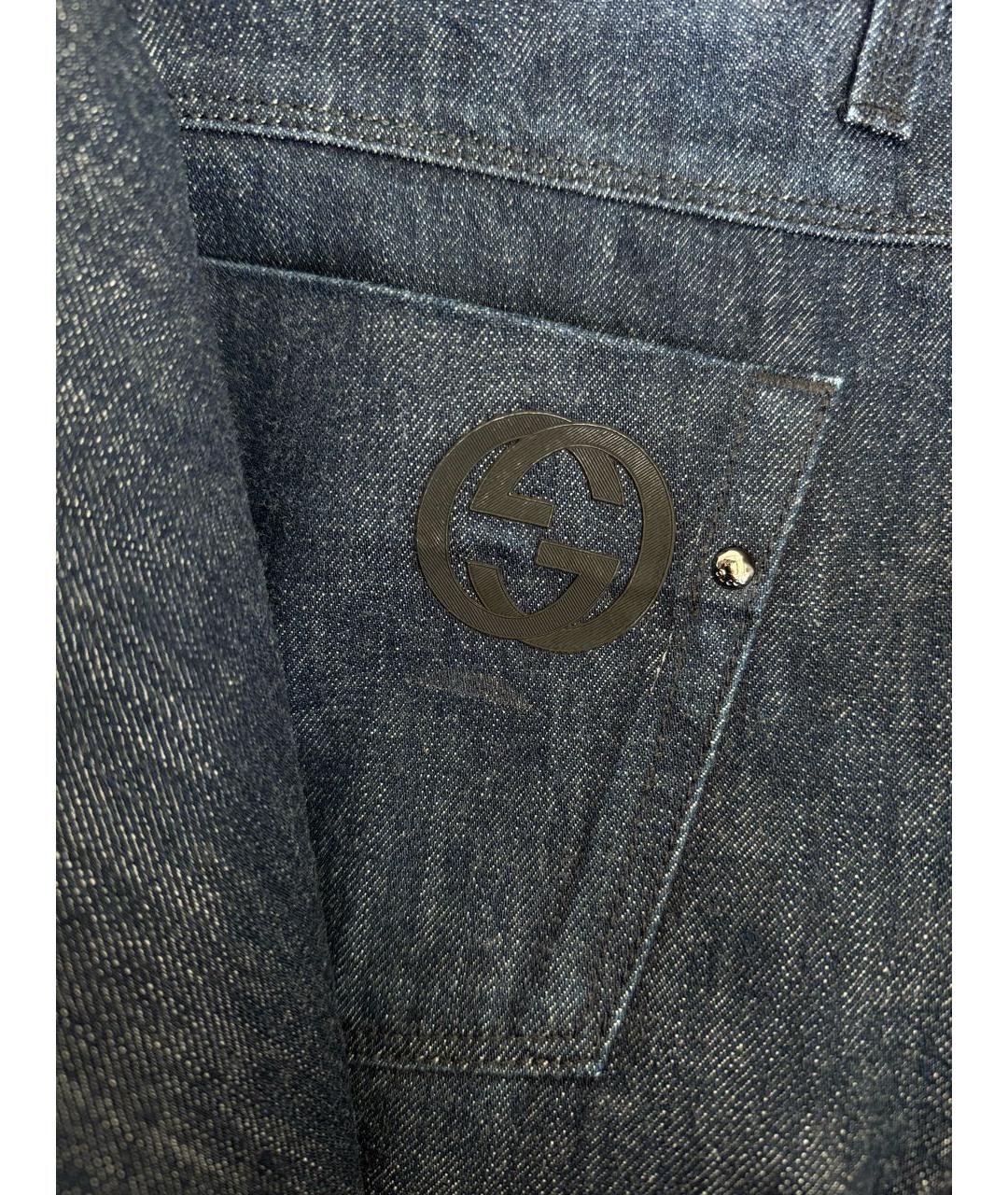 GUCCI Синие хлопковые прямые джинсы, фото 7