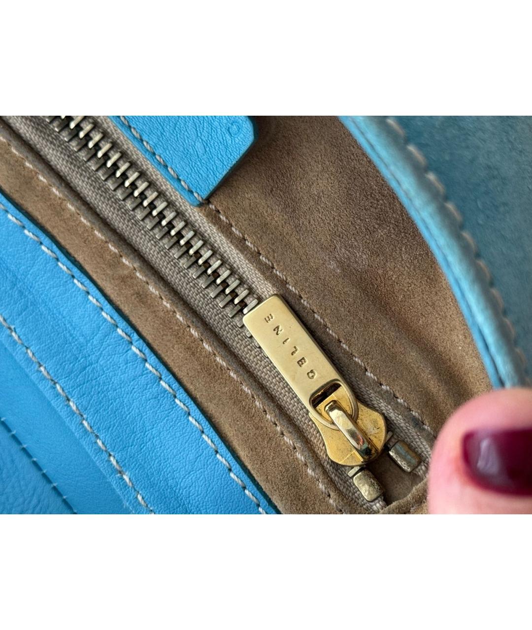 CELINE Горчичная замшевая сумка с короткими ручками, фото 3