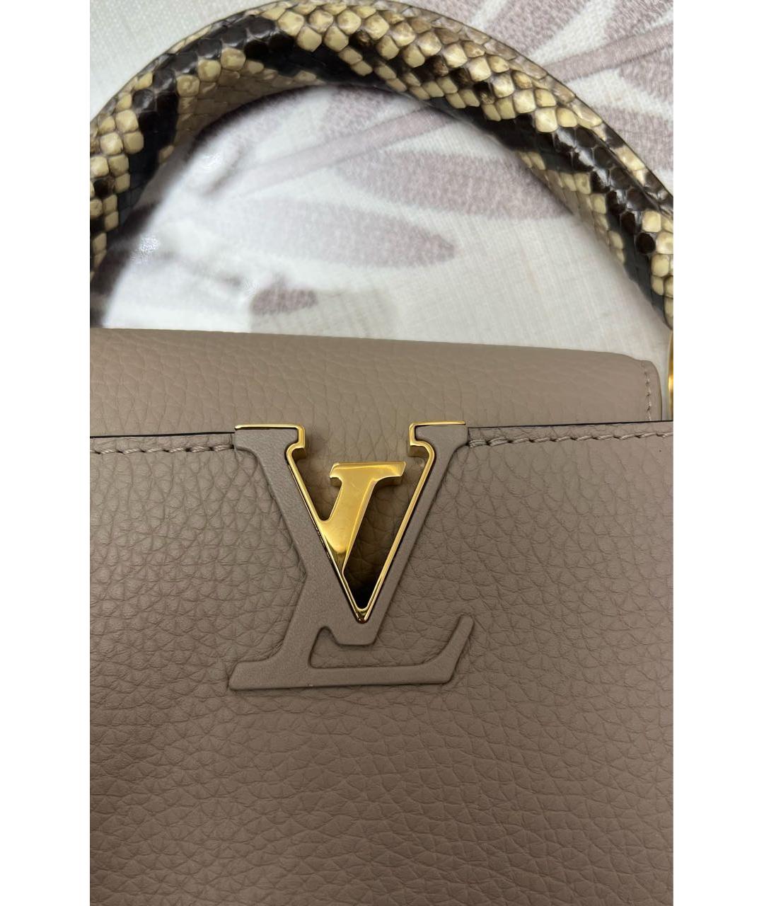 LOUIS VUITTON Бежевая кожаная сумка с короткими ручками, фото 5