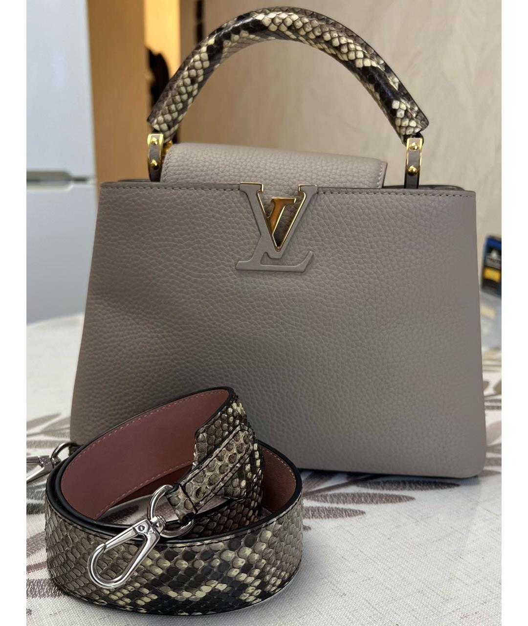 LOUIS VUITTON Бежевая кожаная сумка с короткими ручками, фото 7