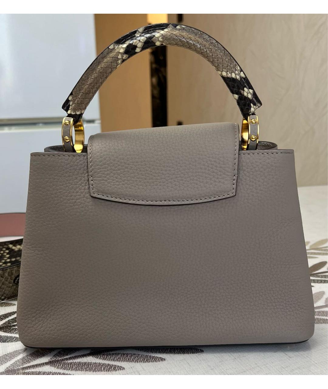 LOUIS VUITTON Бежевая кожаная сумка с короткими ручками, фото 3