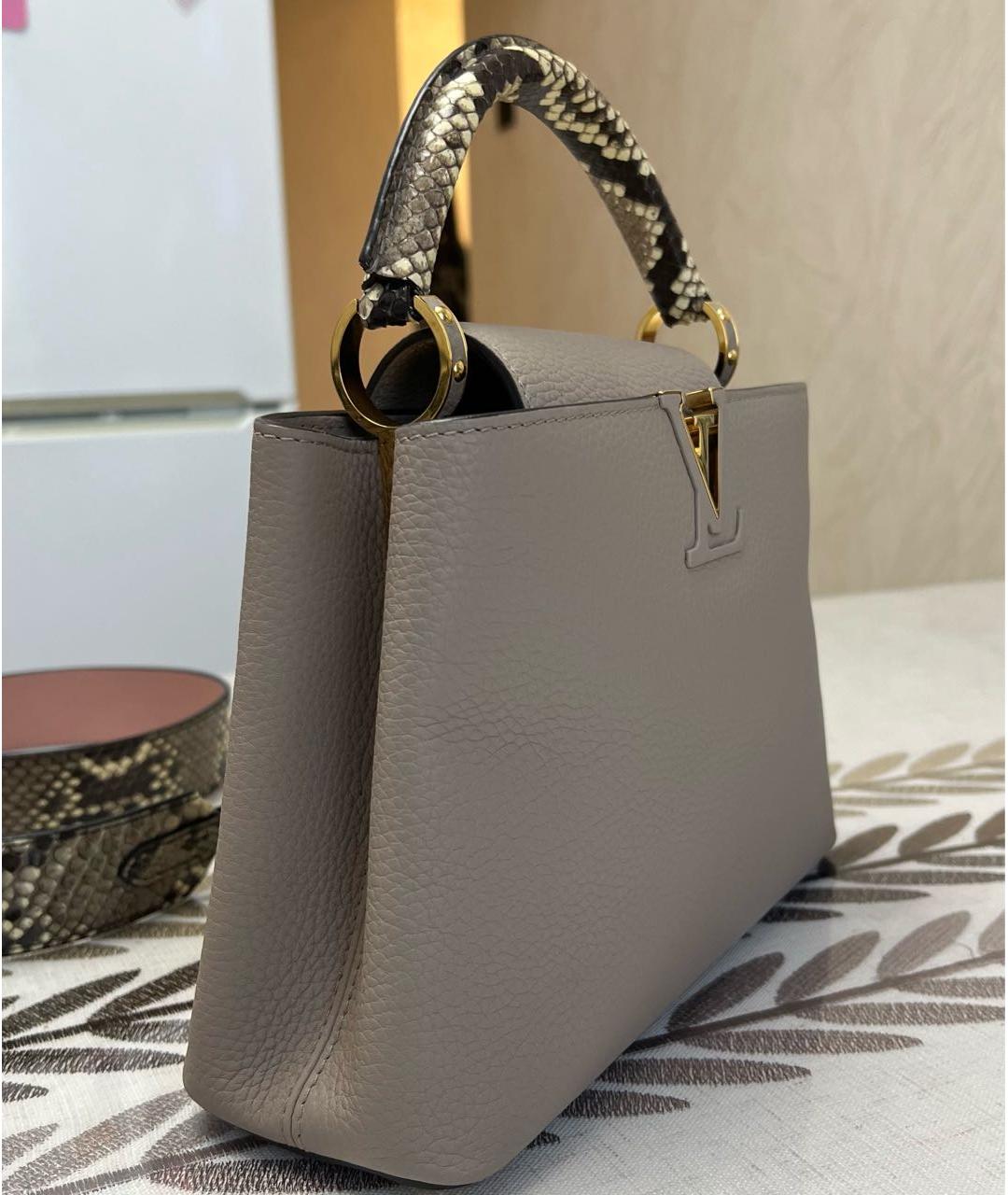 LOUIS VUITTON Бежевая кожаная сумка с короткими ручками, фото 2