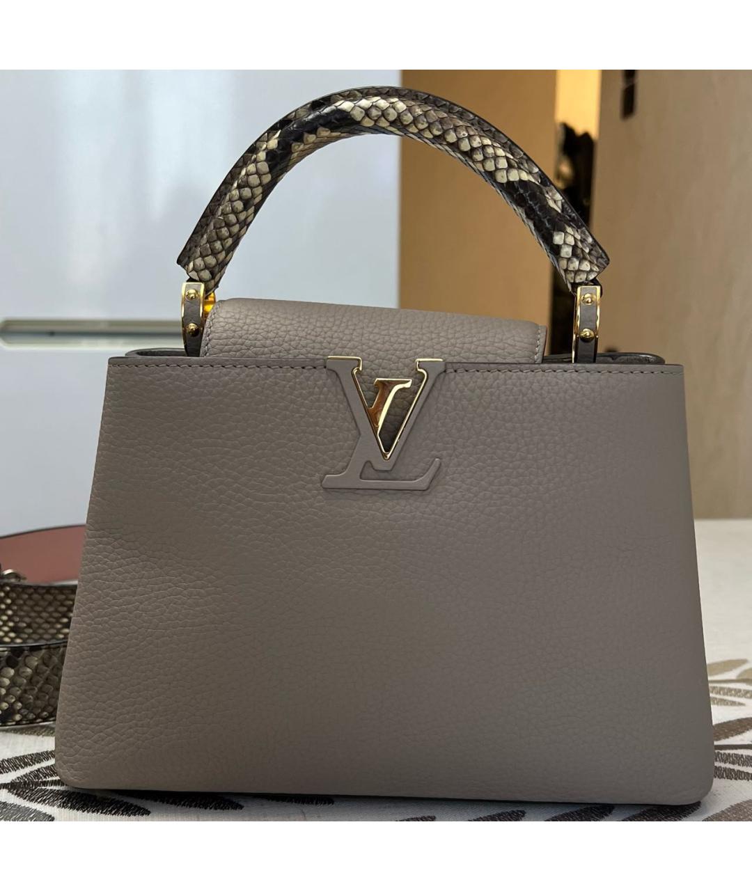 LOUIS VUITTON Бежевая кожаная сумка с короткими ручками, фото 9