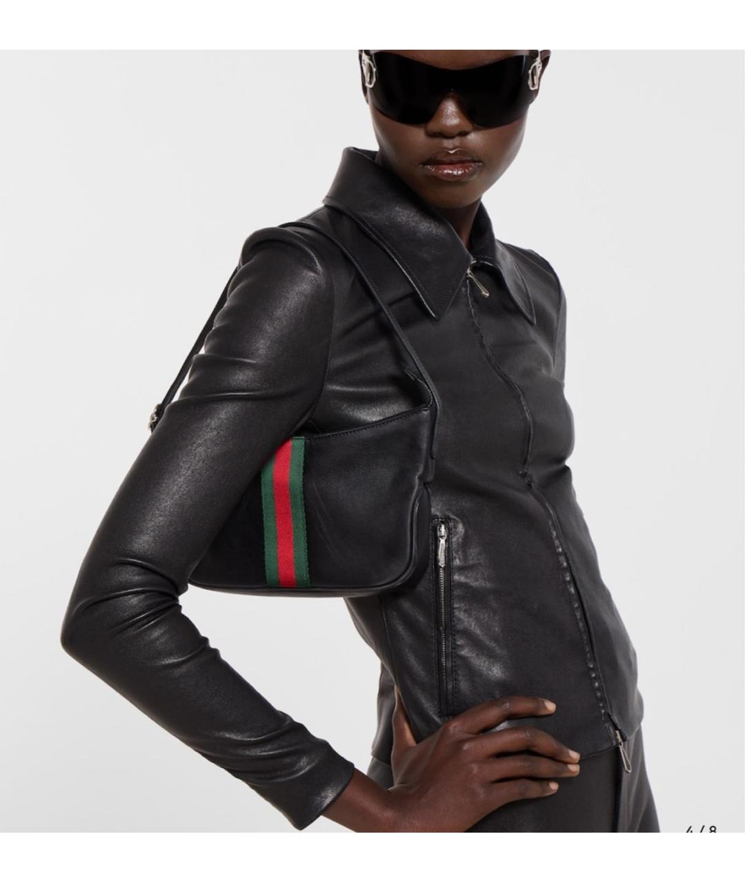 GUCCI Черная кожаная сумка с короткими ручками, фото 3