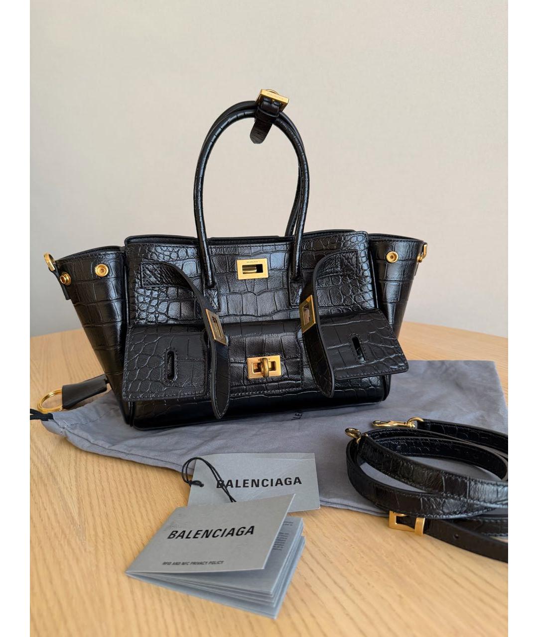 BALENCIAGA Черная кожаная сумка с короткими ручками, фото 5