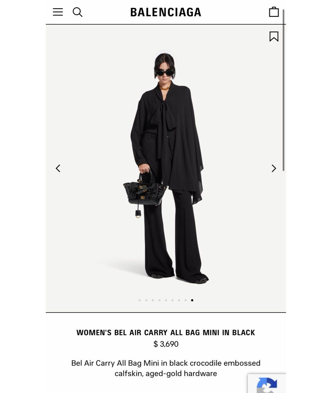 BALENCIAGA Черная кожаная сумка с короткими ручками, фото 8