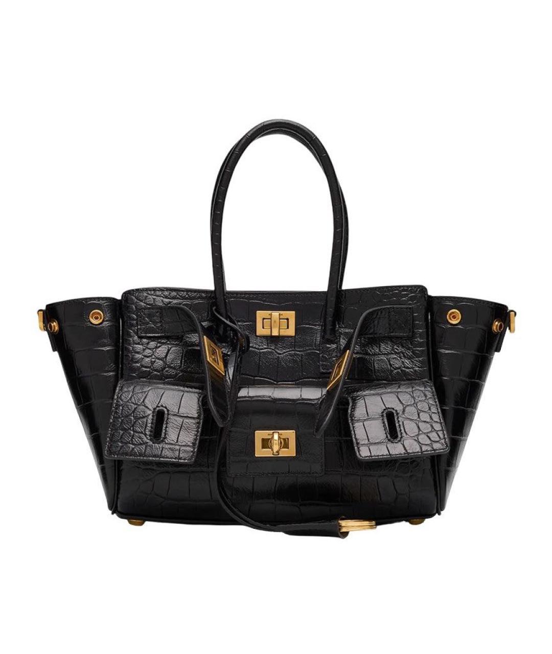 BALENCIAGA Черная кожаная сумка с короткими ручками, фото 1