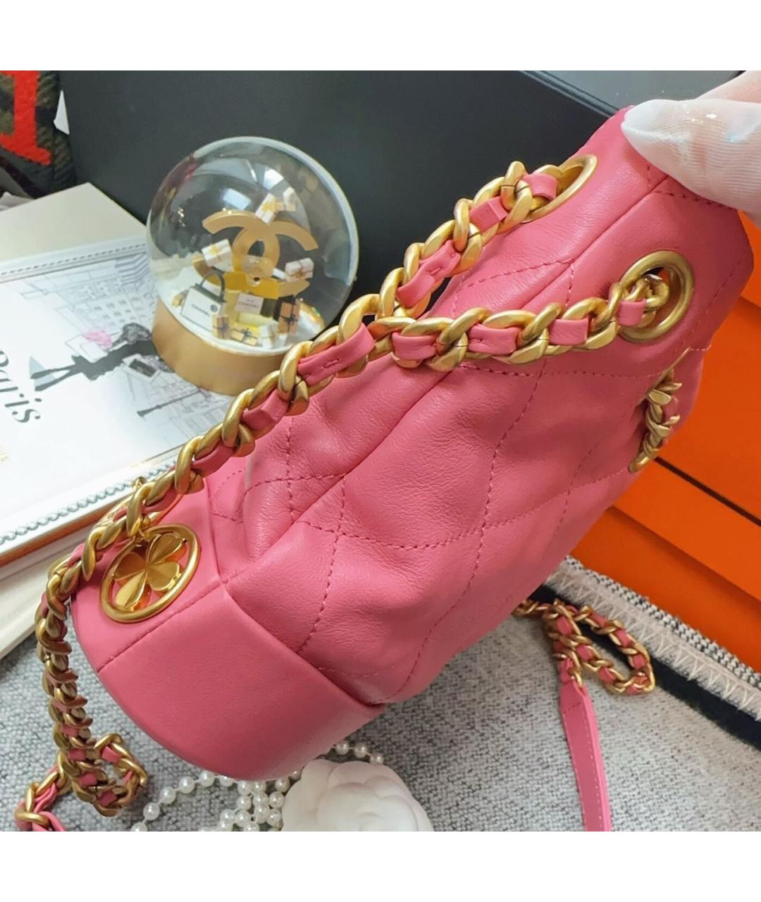 CHANEL Розовая кожаная сумка через плечо, фото 6