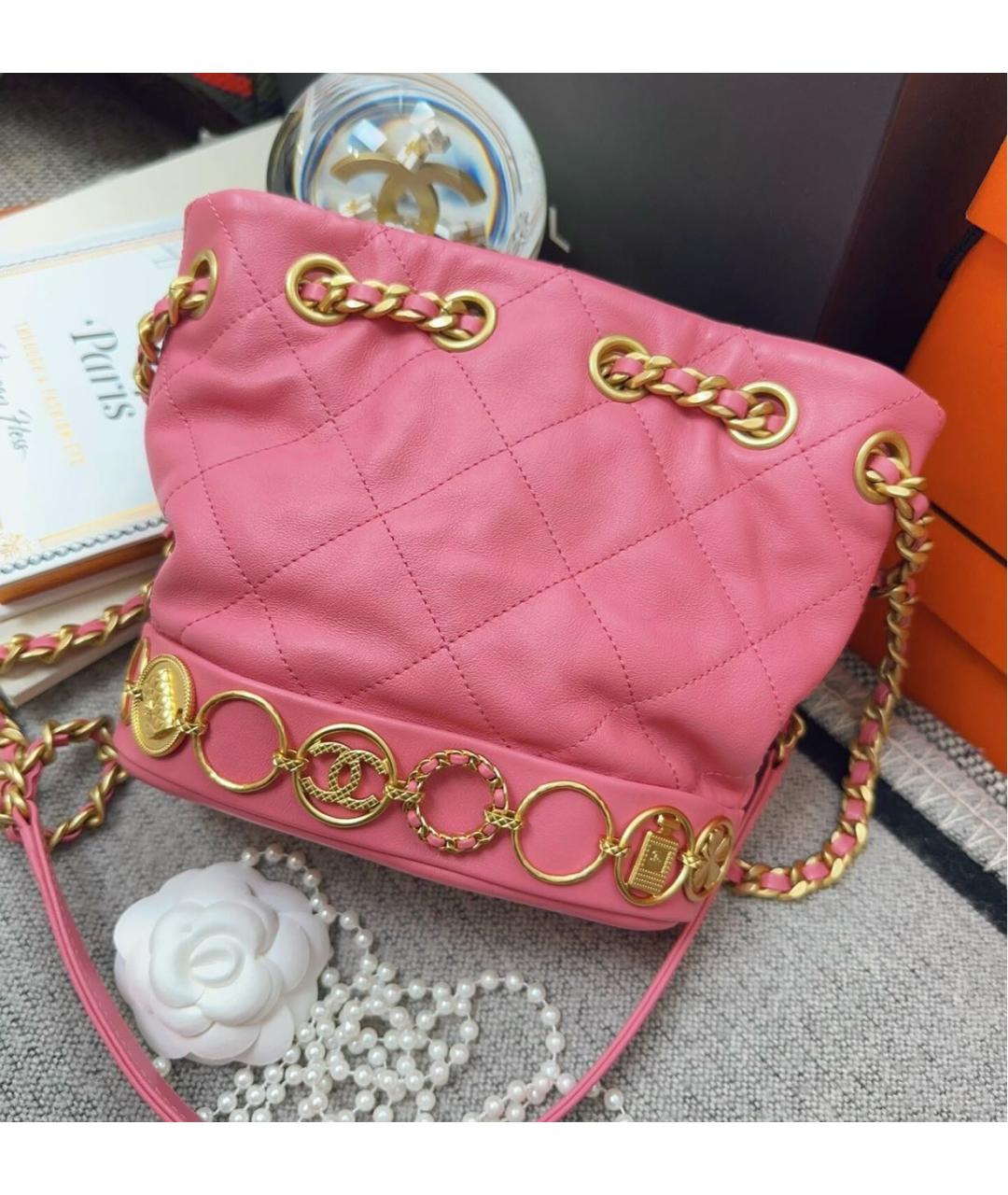 CHANEL Розовая кожаная сумка через плечо, фото 2