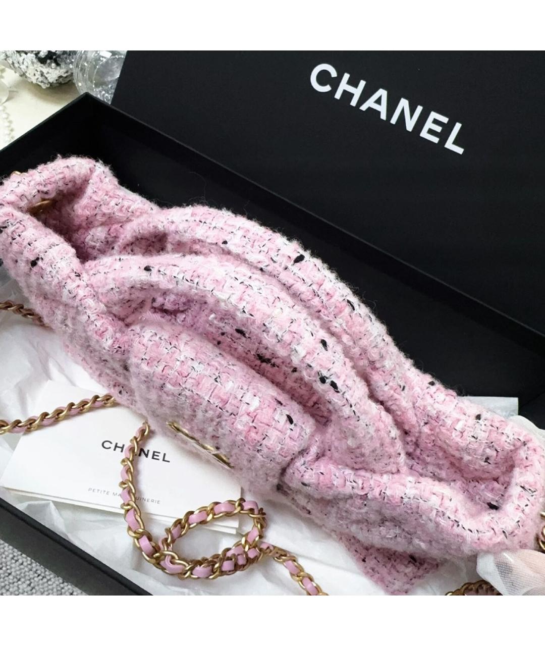 CHANEL Розовая твидовая сумка с короткими ручками, фото 4