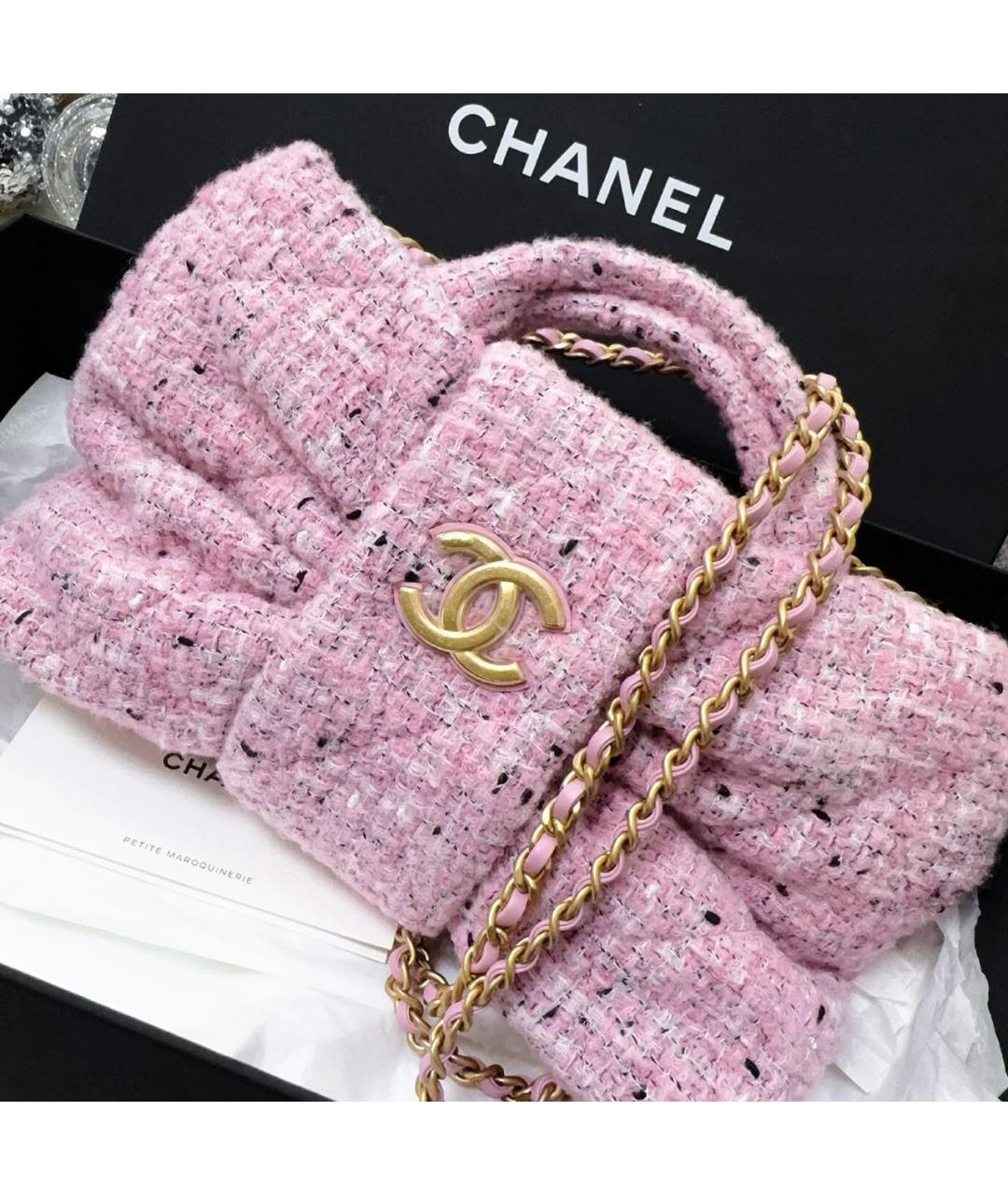 CHANEL Розовая твидовая сумка с короткими ручками, фото 2