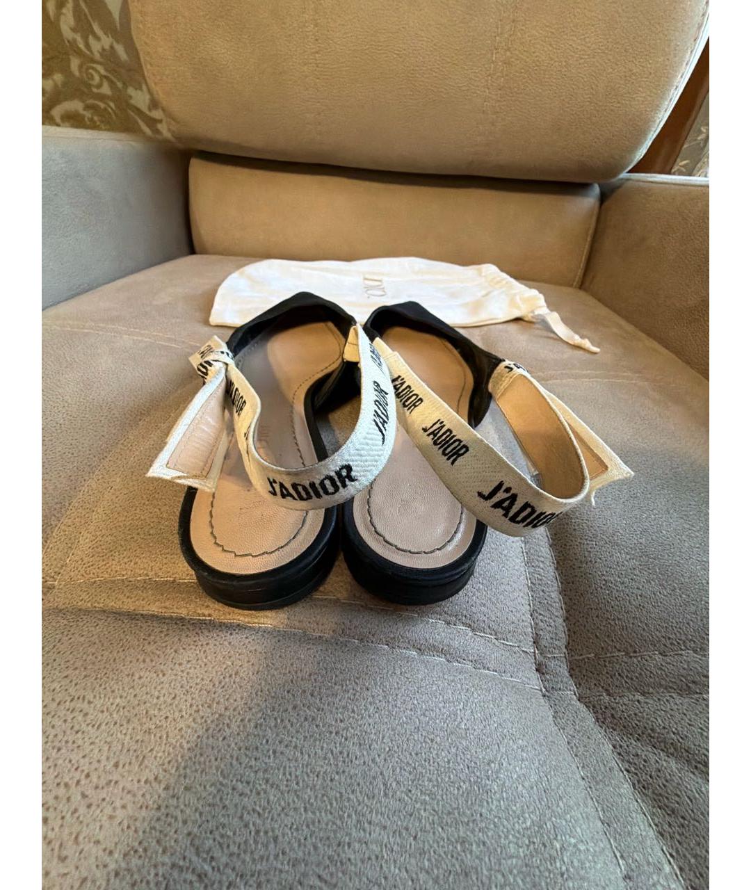 CHRISTIAN DIOR Черные текстильные лодочки на низком каблуке, фото 4