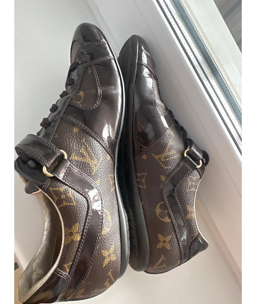 LOUIS VUITTON Коричневые кожаные кеды, фото 3