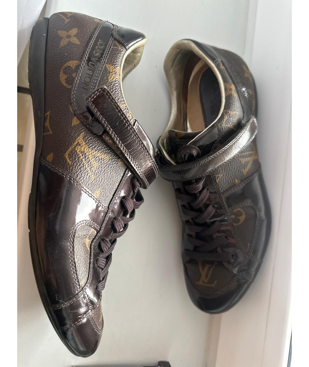 LOUIS VUITTON Коричневые кожаные кеды, фото 5