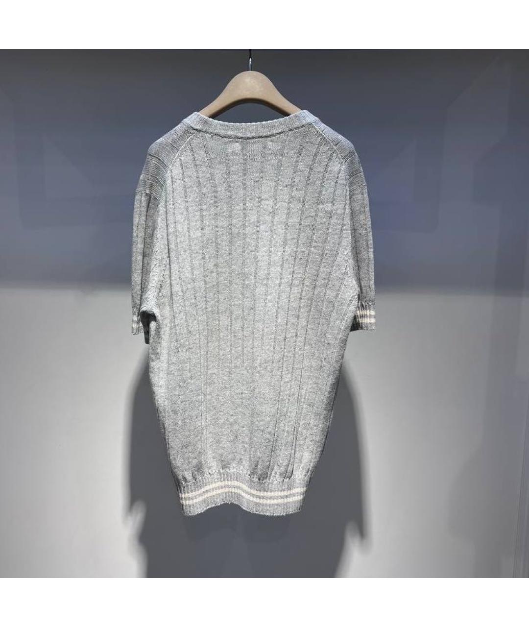 BRUNELLO CUCINELLI Серая хлопко-леновая футболка, фото 2