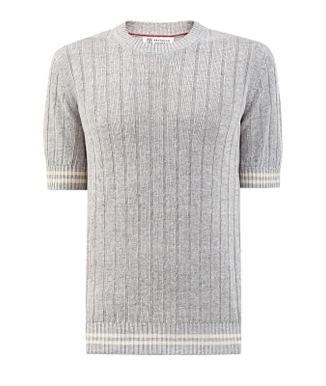 BRUNELLO CUCINELLI Серая хлопко-леновая футболка, фото 1