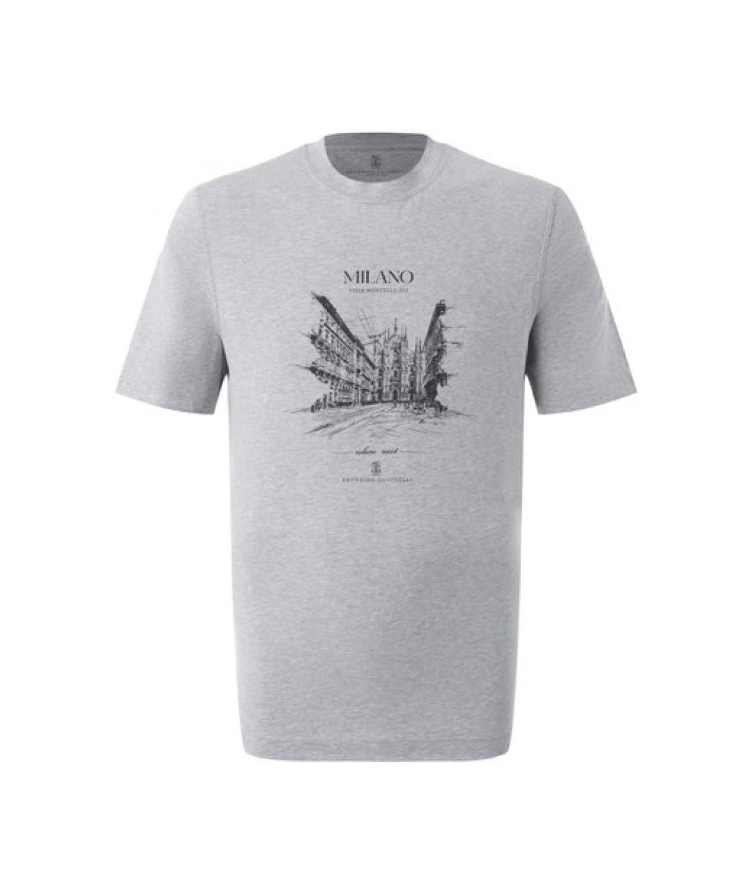 BRUNELLO CUCINELLI Серая хлопковая футболка, фото 1