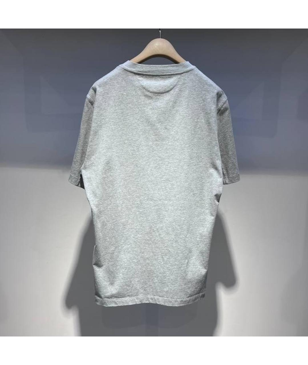 BRUNELLO CUCINELLI Серая хлопковая футболка, фото 3