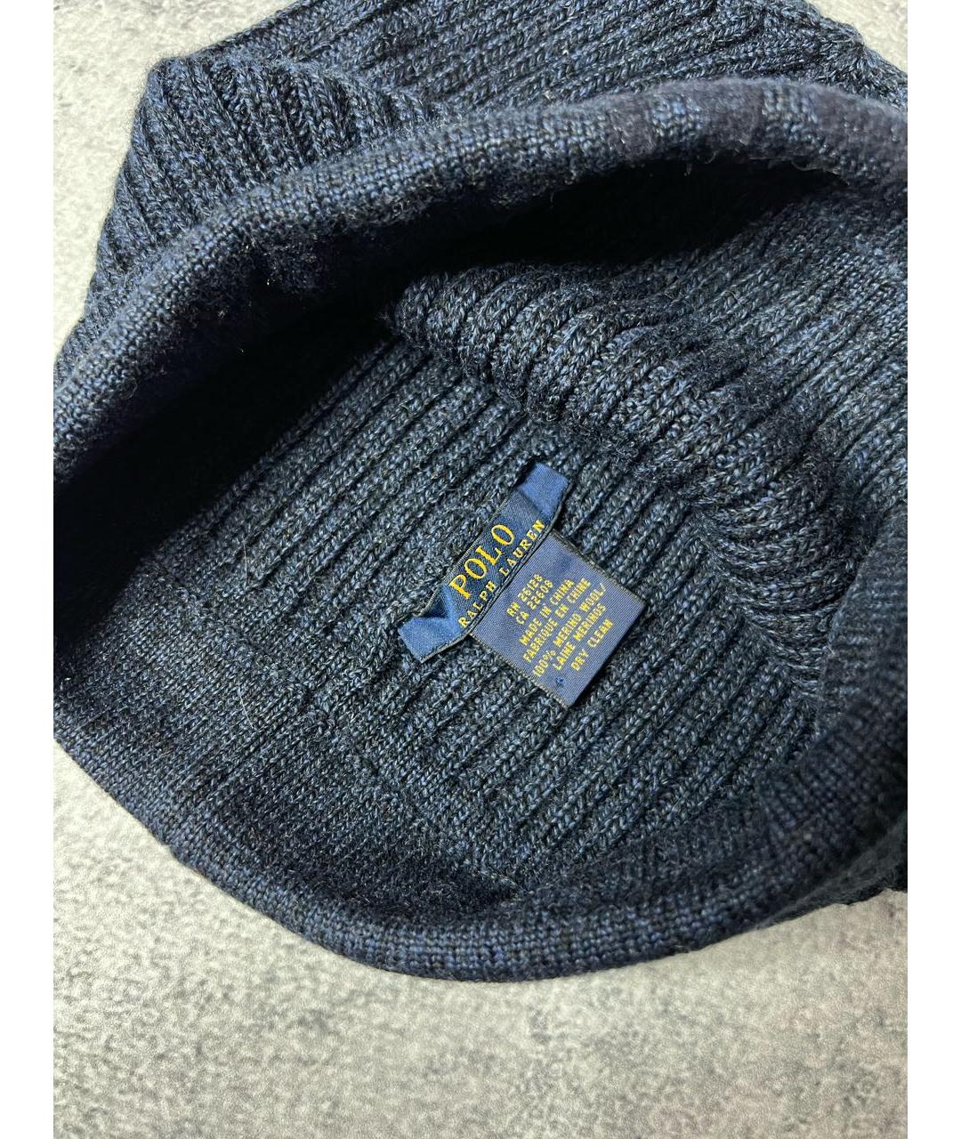 RALPH LAUREN Темно-синяя шерстяная шапка, фото 4