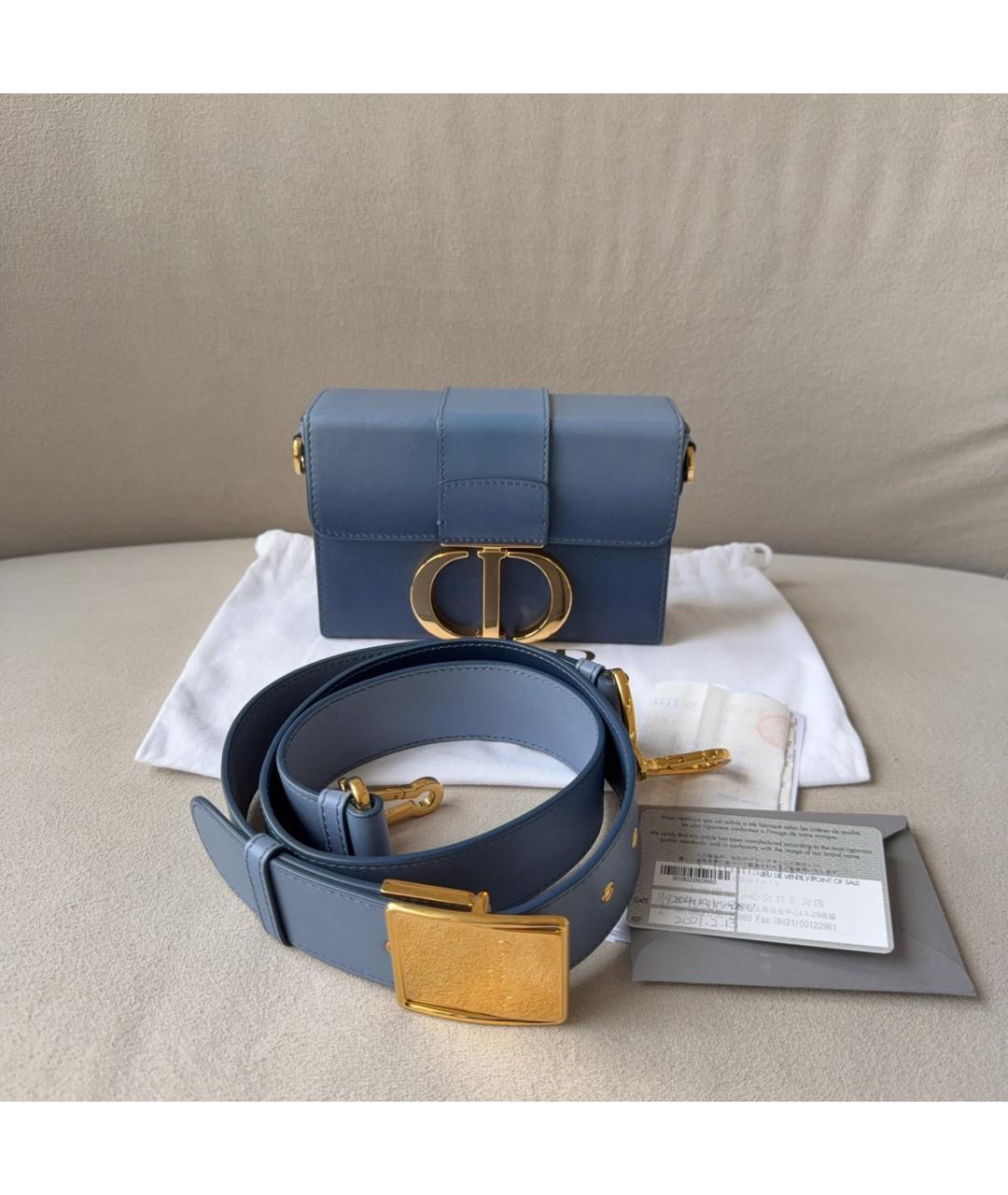 CHRISTIAN DIOR Голубая кожаная сумка через плечо, фото 2