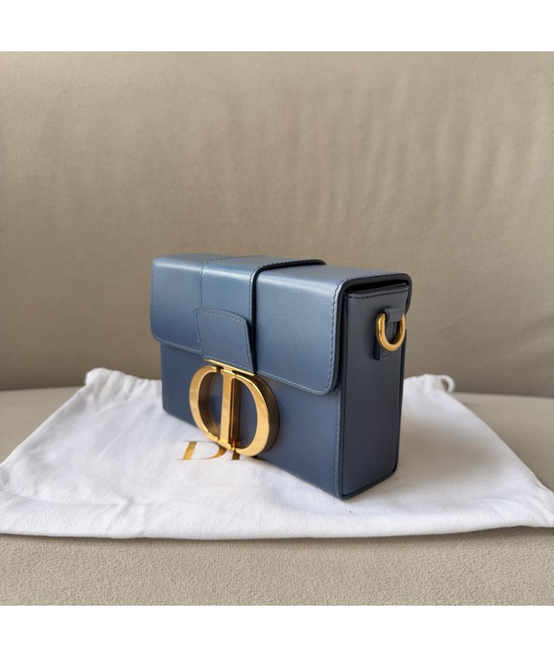 CHRISTIAN DIOR Голубая кожаная сумка через плечо, фото 4