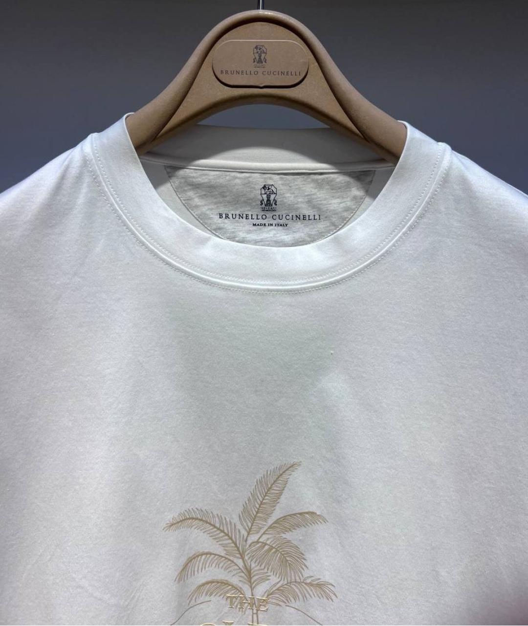 BRUNELLO CUCINELLI Белая хлопковая футболка, фото 3