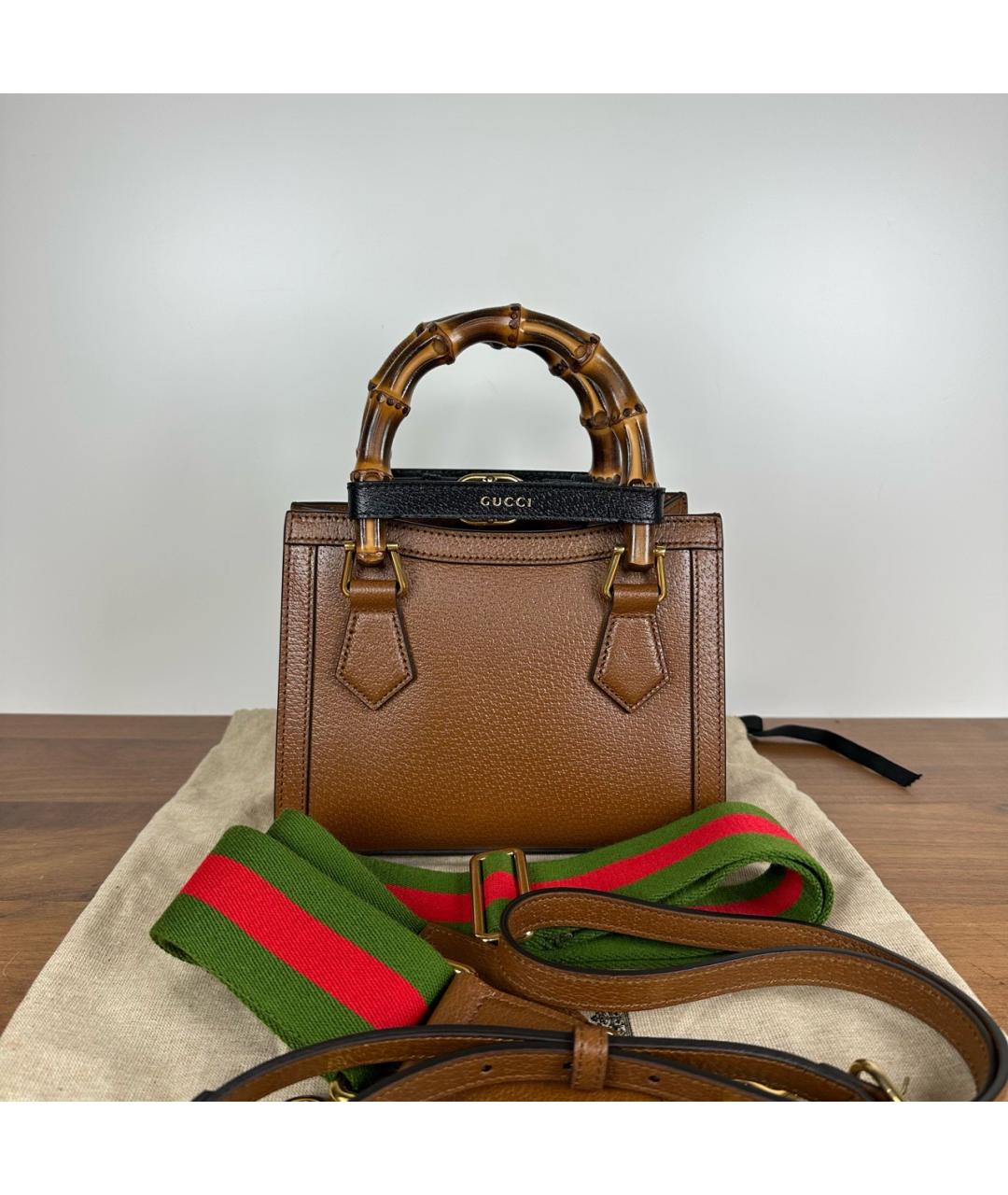 GUCCI Коричневая кожаная сумка через плечо, фото 3