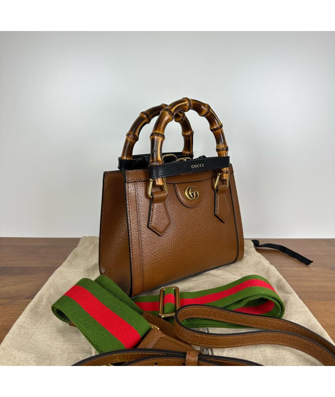 GUCCI Коричневая кожаная сумка через плечо, фото 4