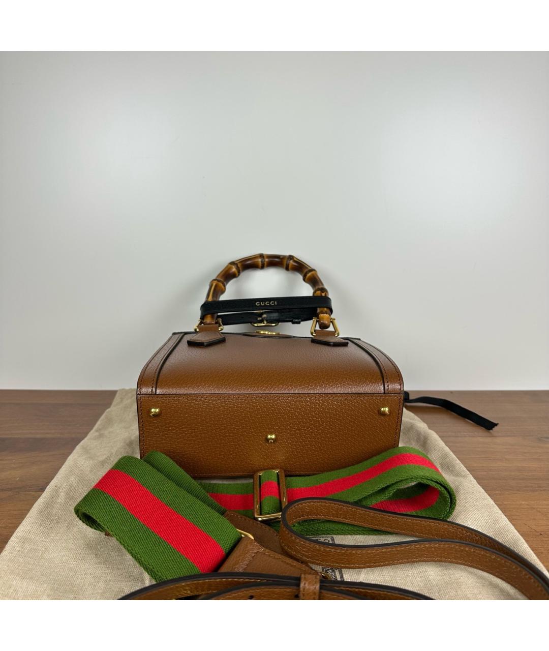 GUCCI Коричневая кожаная сумка через плечо, фото 5