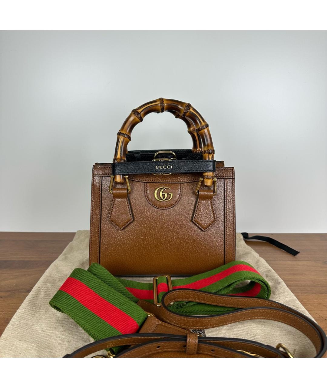 GUCCI Коричневая кожаная сумка через плечо, фото 2