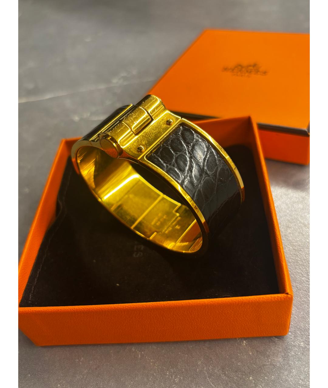 HERMES Золотой браслет из экзотической кожи, фото 3