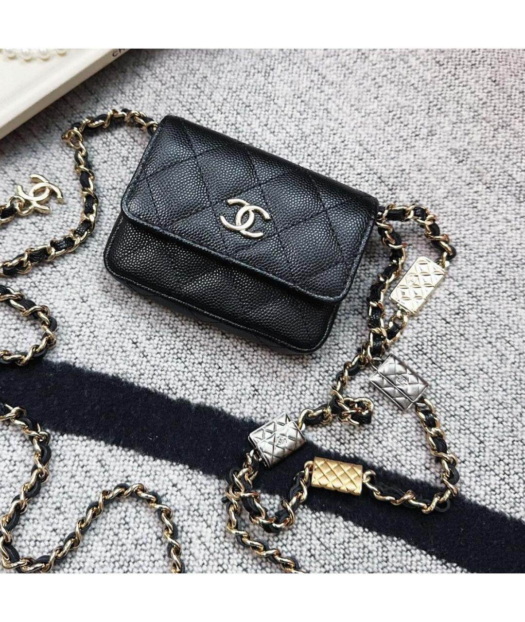 CHANEL Черная кожаная сумка через плечо, фото 9