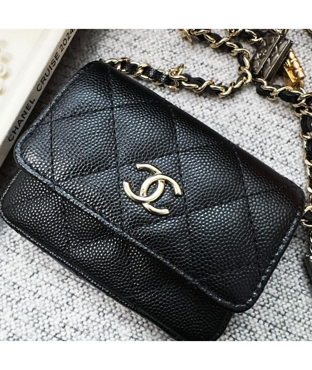 CHANEL Черная кожаная сумка через плечо, фото 3