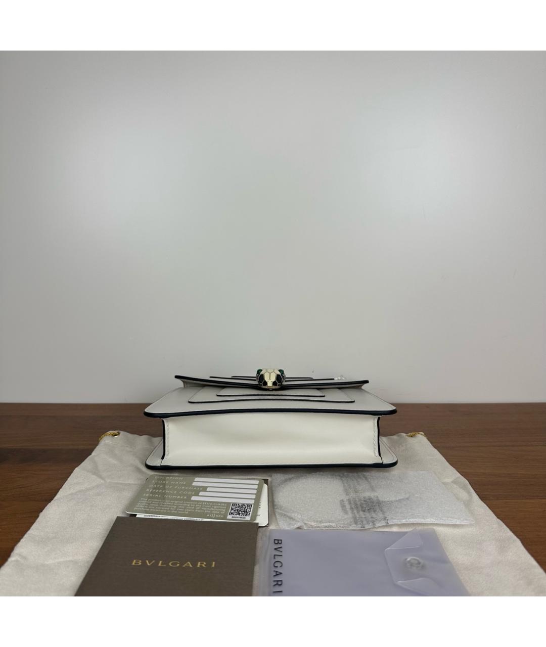 BVLGARI Белая кожаная сумка через плечо, фото 5