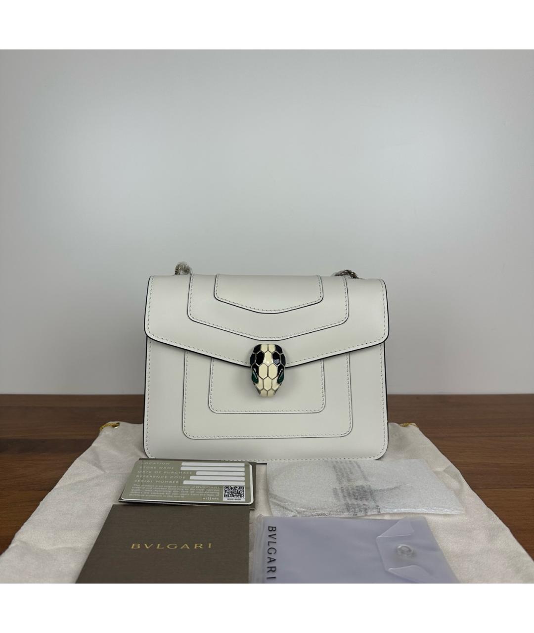 BVLGARI Белая кожаная сумка через плечо, фото 2