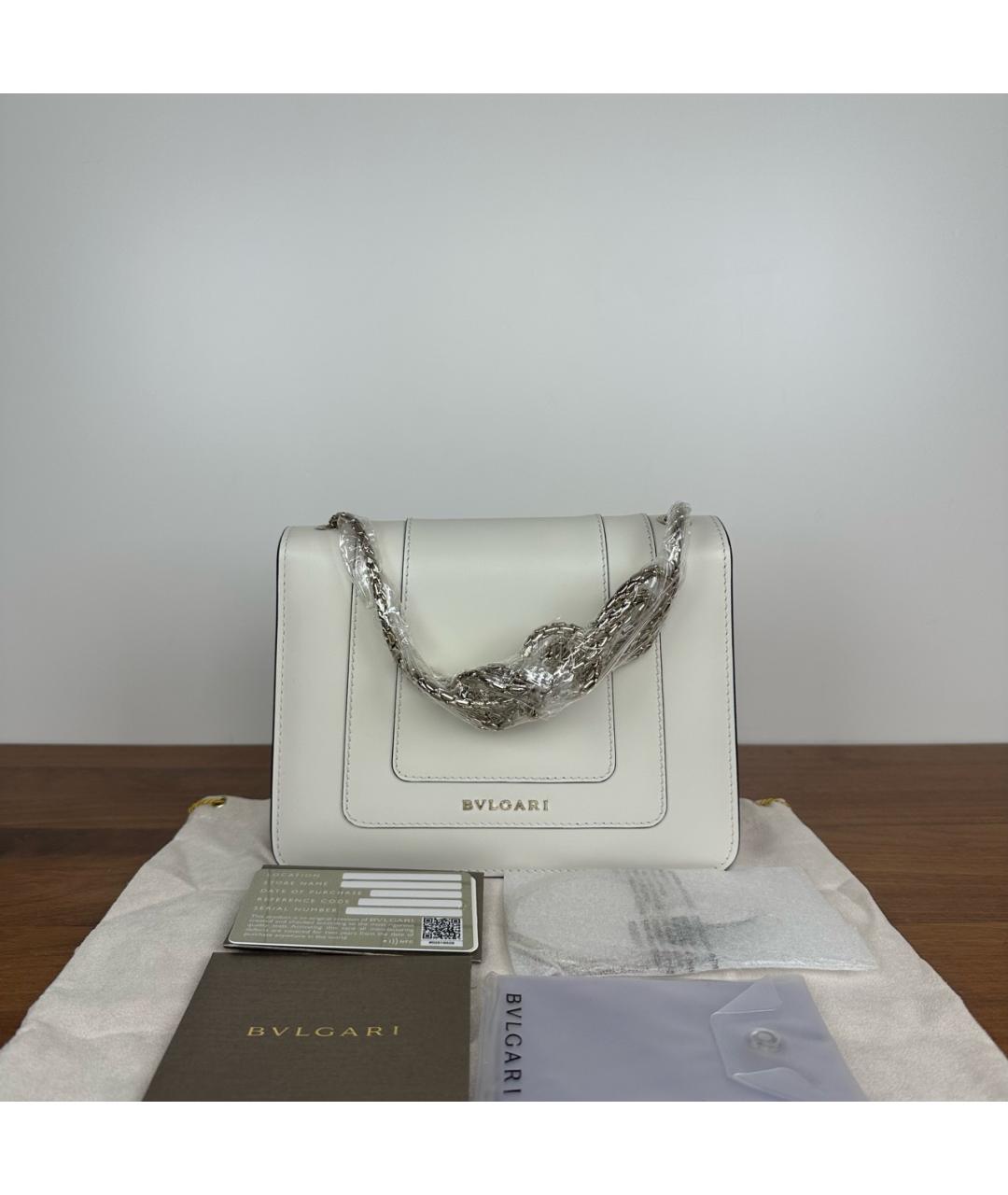 BVLGARI Белая кожаная сумка через плечо, фото 3