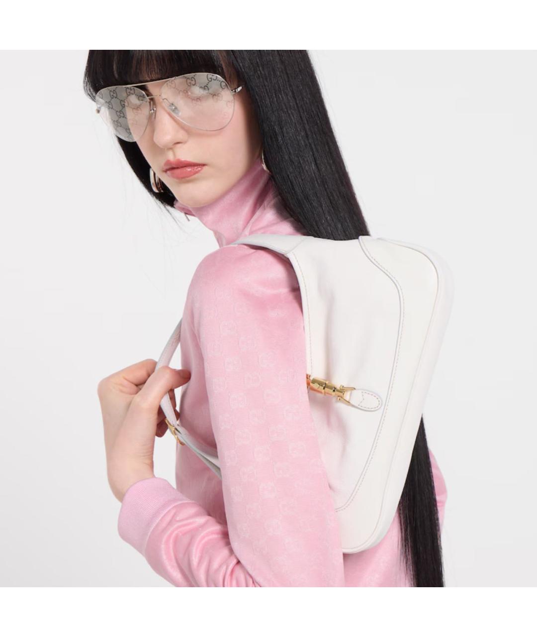 GUCCI Белая кожаная сумка тоут, фото 3