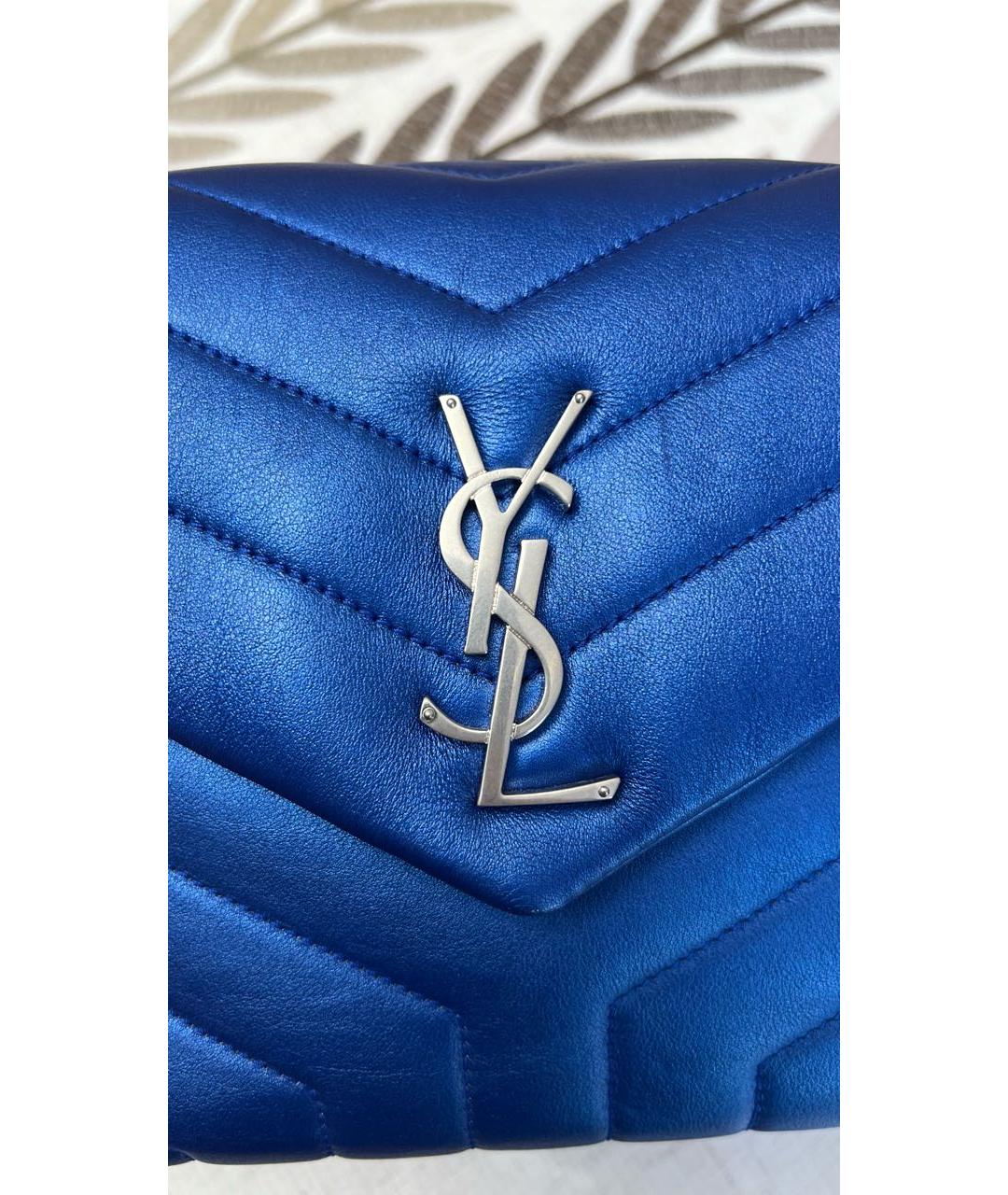 SAINT LAURENT Синяя кожаная сумка через плечо, фото 6