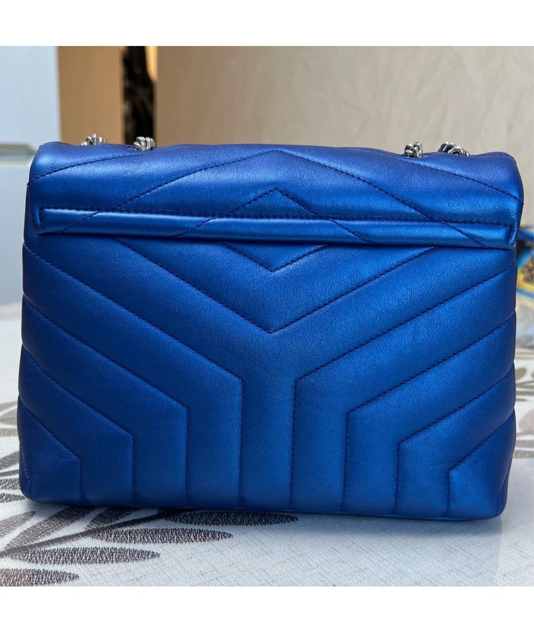 SAINT LAURENT Синяя кожаная сумка через плечо, фото 3