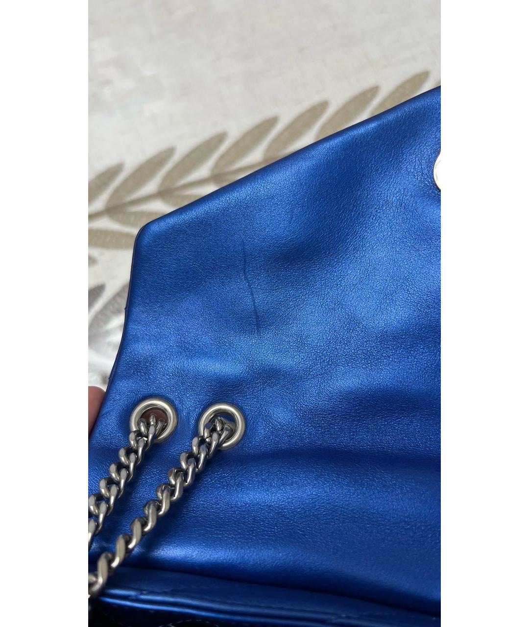 SAINT LAURENT Синяя кожаная сумка через плечо, фото 7