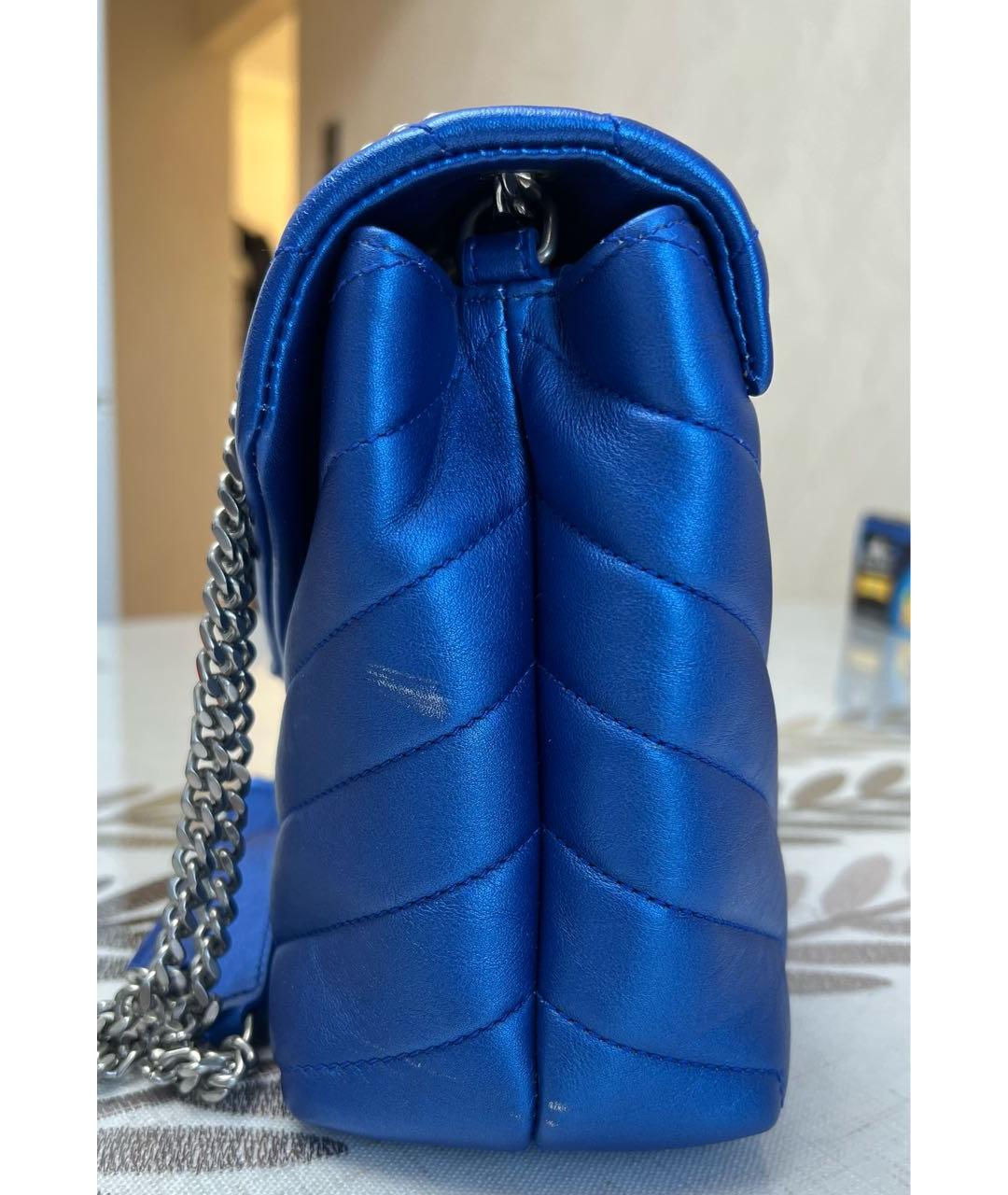 SAINT LAURENT Синяя кожаная сумка через плечо, фото 5
