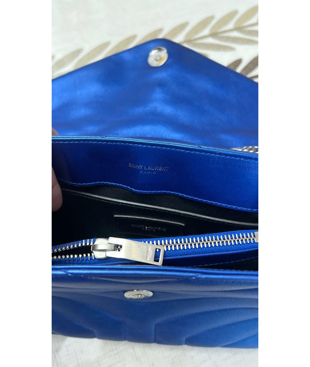 SAINT LAURENT Синяя кожаная сумка через плечо, фото 4