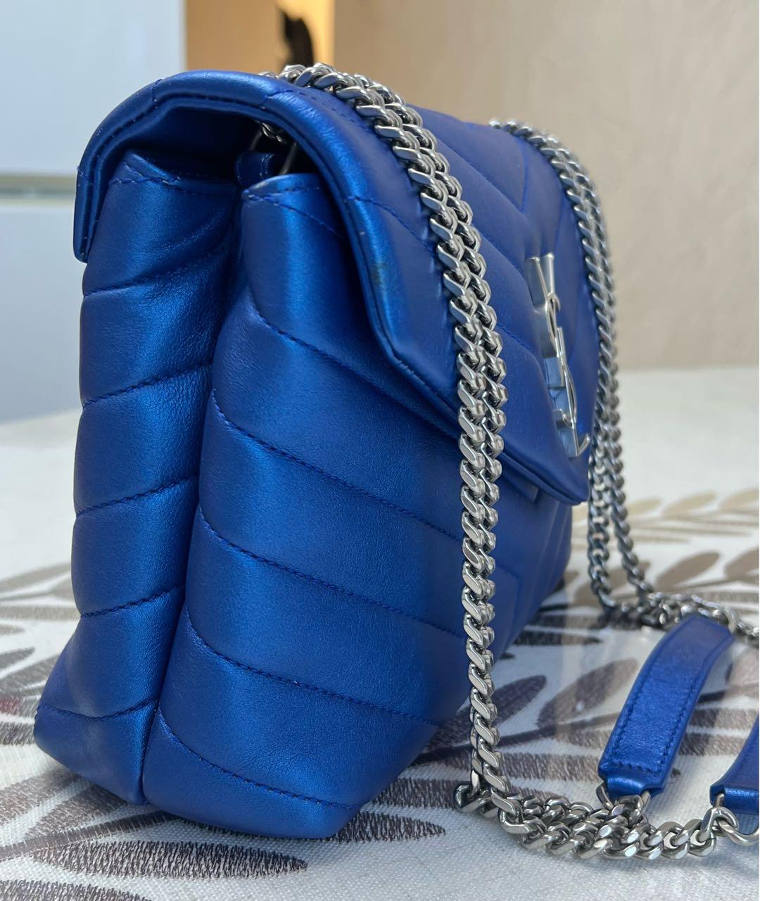 SAINT LAURENT Синяя кожаная сумка через плечо, фото 2